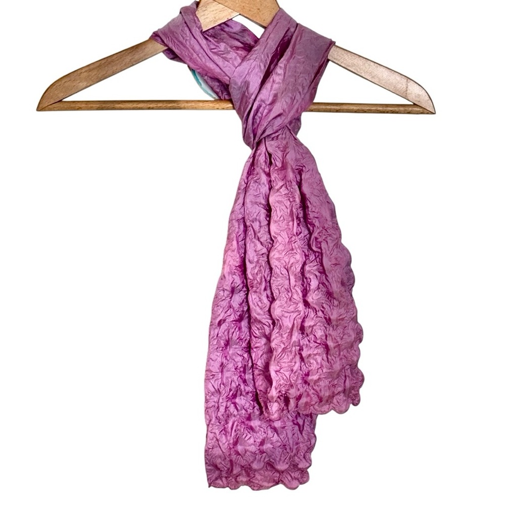 Pink Purple Bubble Crinkled End and Flat Opalescent Sheen Lightweight Scarf Wrap